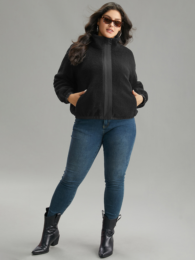 Plus Size Women Dailywear Plain Button Pocket Casual Jackets BloomChic 