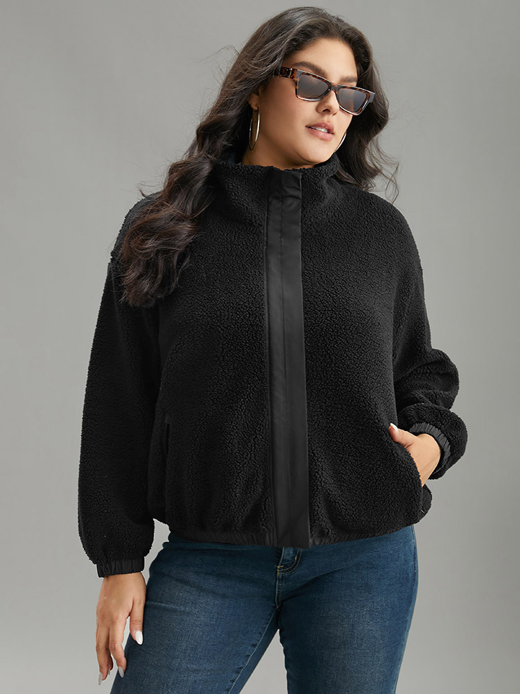 Plus Size Women Dailywear Plain Button Pocket Casual Jackets BloomChic 