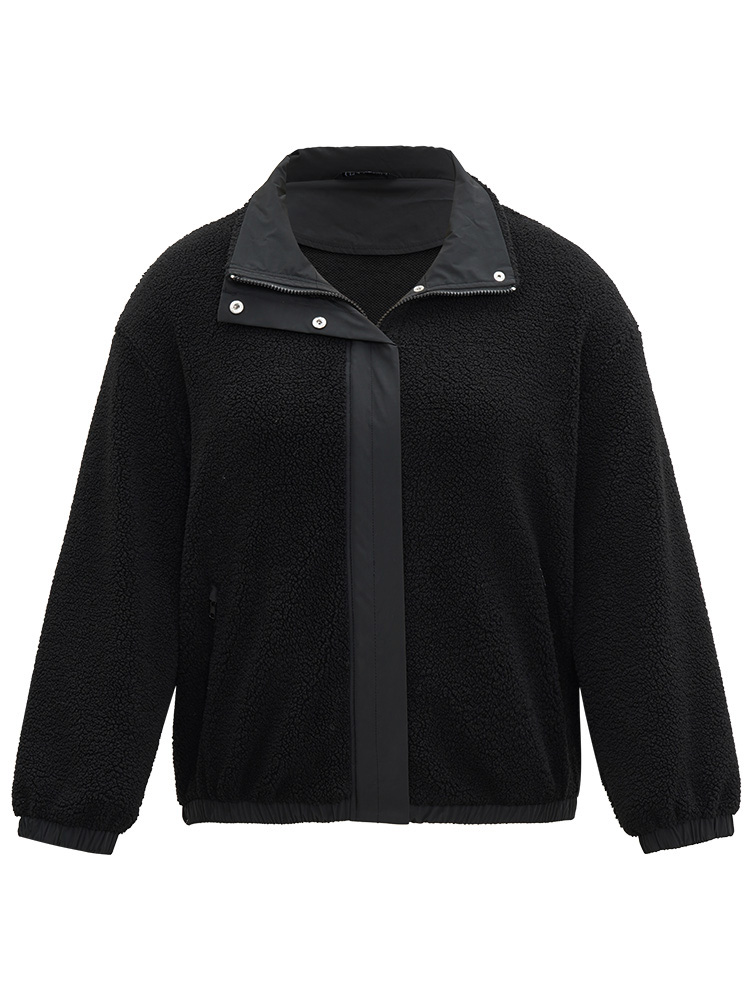 Plus Size Women Dailywear Plain Button Pocket Casual Jackets BloomChic 