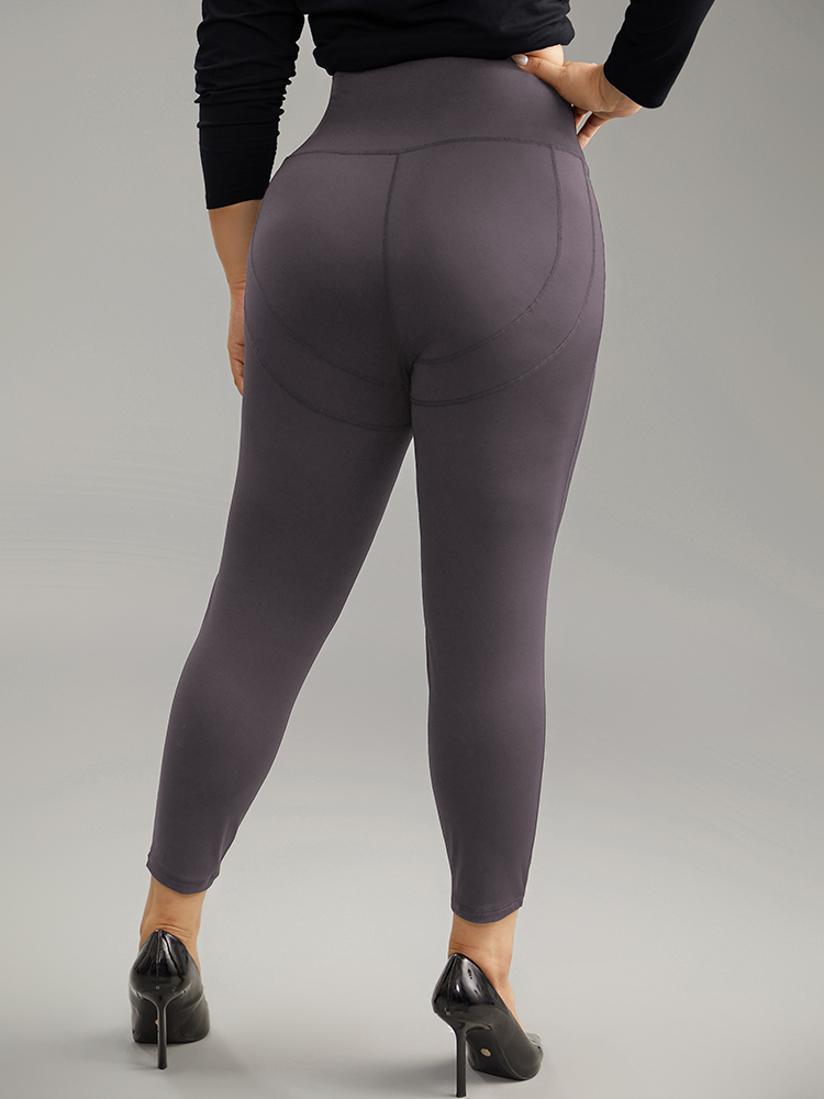Plus Size Solid Butt Lifting Wideband Waist Leggings Women Heather Casual High stretch Skinny High Rise Dailywear Leggings BloomChic 14-16/1X 
