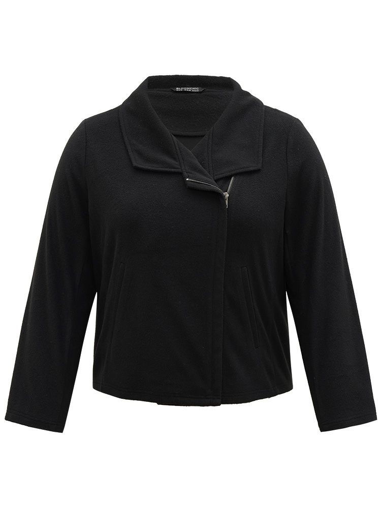 Plus Size Women Everyday Plain Plain Pocket Elegant Jackets BloomChic 