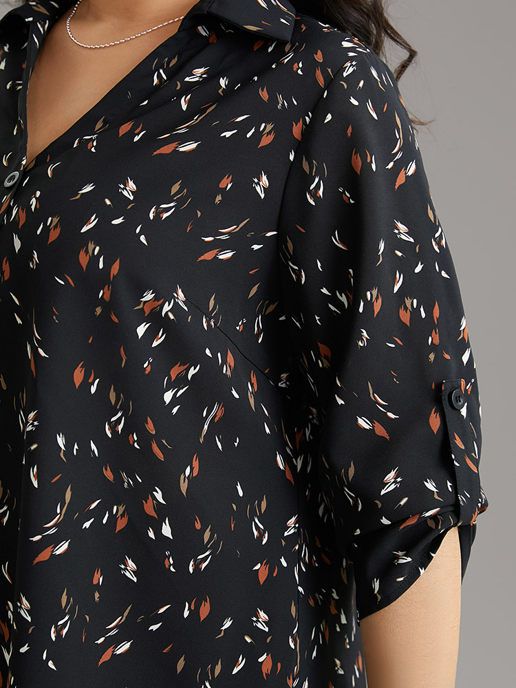 Plus Size Women Dailywear Leopard Printed Regular Sleeve Long Sleeve Shirt collar Office Blouses BloomChic 