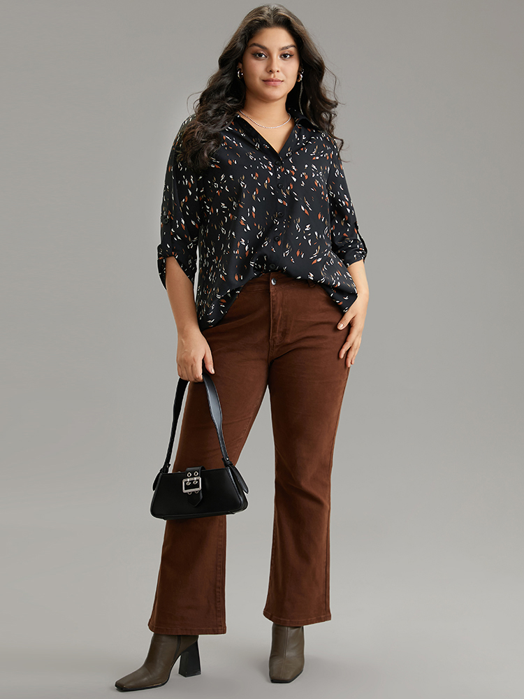 Plus Size Women Dailywear Leopard Printed Regular Sleeve Long Sleeve Shirt collar Office Blouses BloomChic 