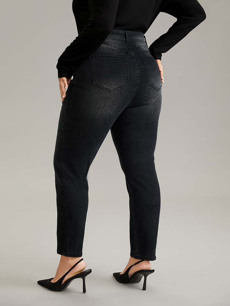 Plus Size Leopard High Stretch Skinny Jeans Women Black Casual Leopard Zipper High stretch Pocket Jeans BloomChic 22/3X 