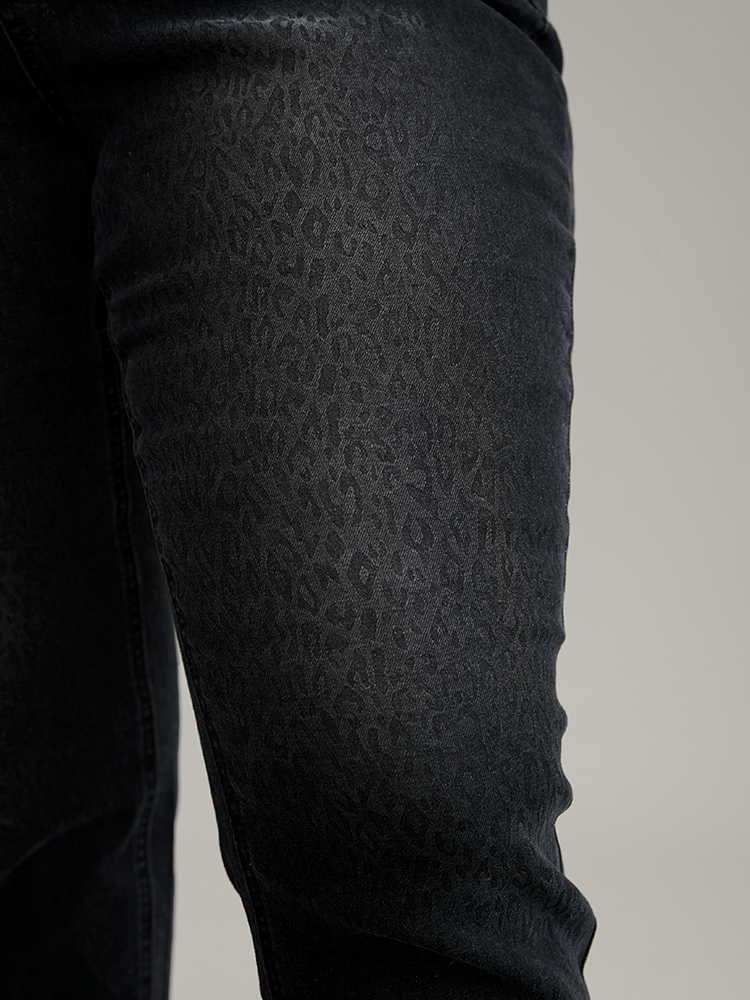 Plus Size Leopard High Stretch Skinny Jeans Women Black Casual Leopard Zipper High stretch Pocket Jeans BloomChic 22/3X 