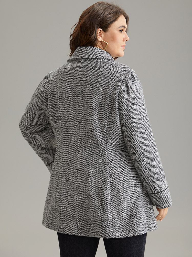 Plus Size Duffle Button Zipper Pocket Tweed Coat Women DimGray Casual Texture Ladies Dailywear Winter Coats BloomChic 14-16/1X 