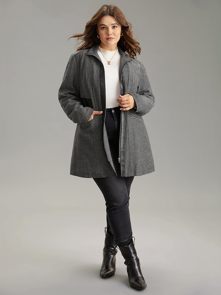 Plus Size Women Dailywear Plain Texture Pocket Casual Coats BloomChic 