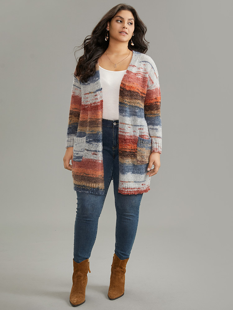 Plus Size Cardigans | Ombre Heather Contrast Pocket Cardigan | BloomChic 