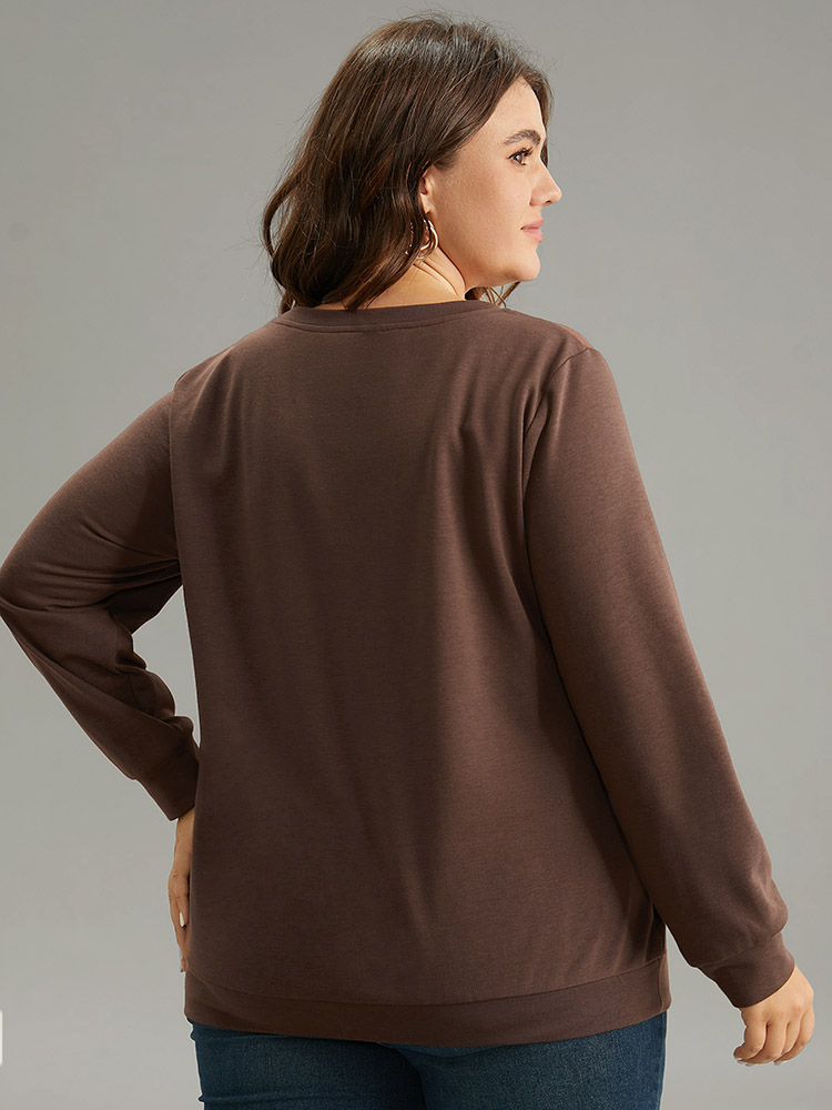 Plus Size Women Dailywear Art&design Printed Regular Regular Sleeve Long Sleeve Round Neck Casual Sweatshirts BloomChic 