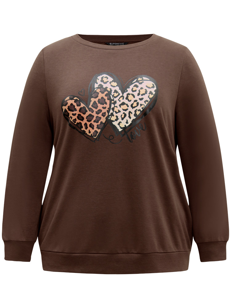 Plus Size Women Dailywear Art&design Printed Regular Regular Sleeve Long Sleeve Round Neck Casual Sweatshirts BloomChic 
