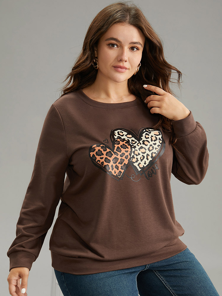 Plus Size Women Dailywear Art&design Printed Regular Regular Sleeve Long Sleeve Round Neck Casual Sweatshirts BloomChic 