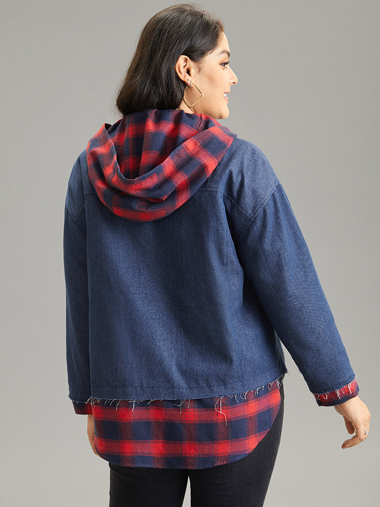 Plus Size Women Dailywear Plaid Contrast Pocket Casual Coats BloomChic 