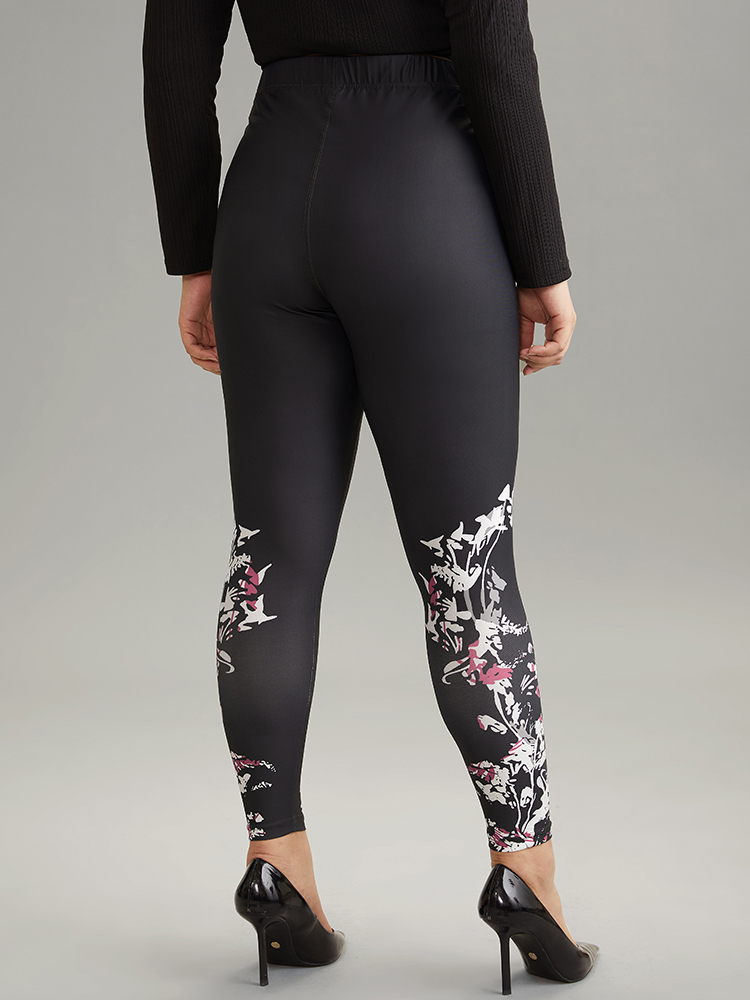 Plus Size Women Dailywear Bohemian Print Printed High stretch Skinny High Rise Elegant Leggings BloomChic 