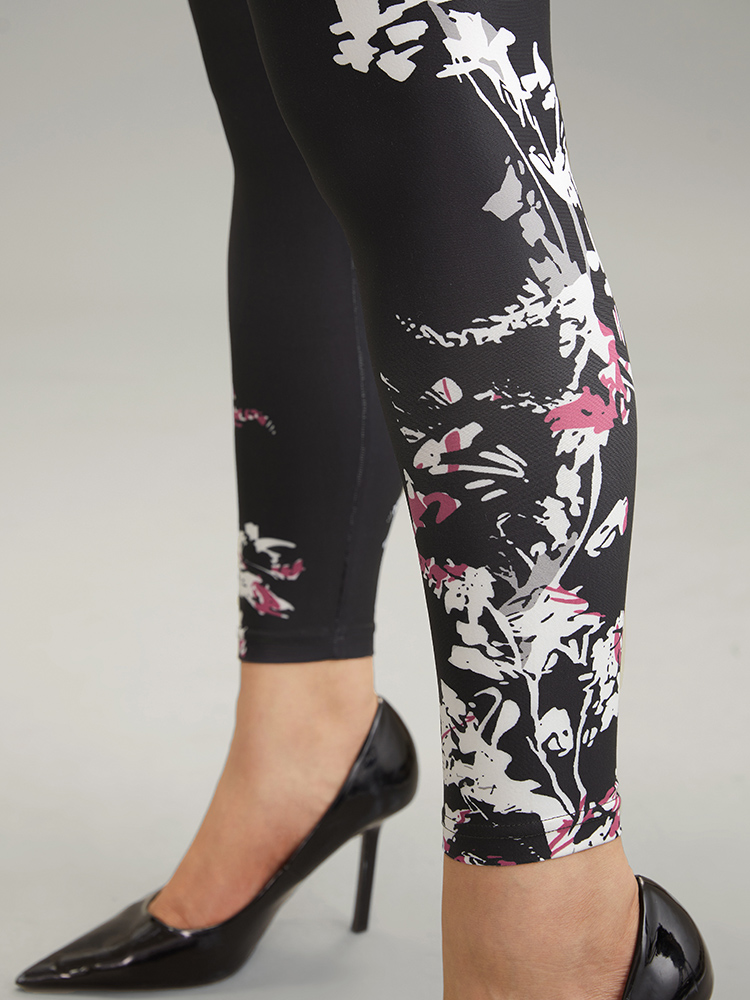 Plus Size Women Dailywear Bohemian Print Printed High stretch Skinny High Rise Elegant Leggings BloomChic 