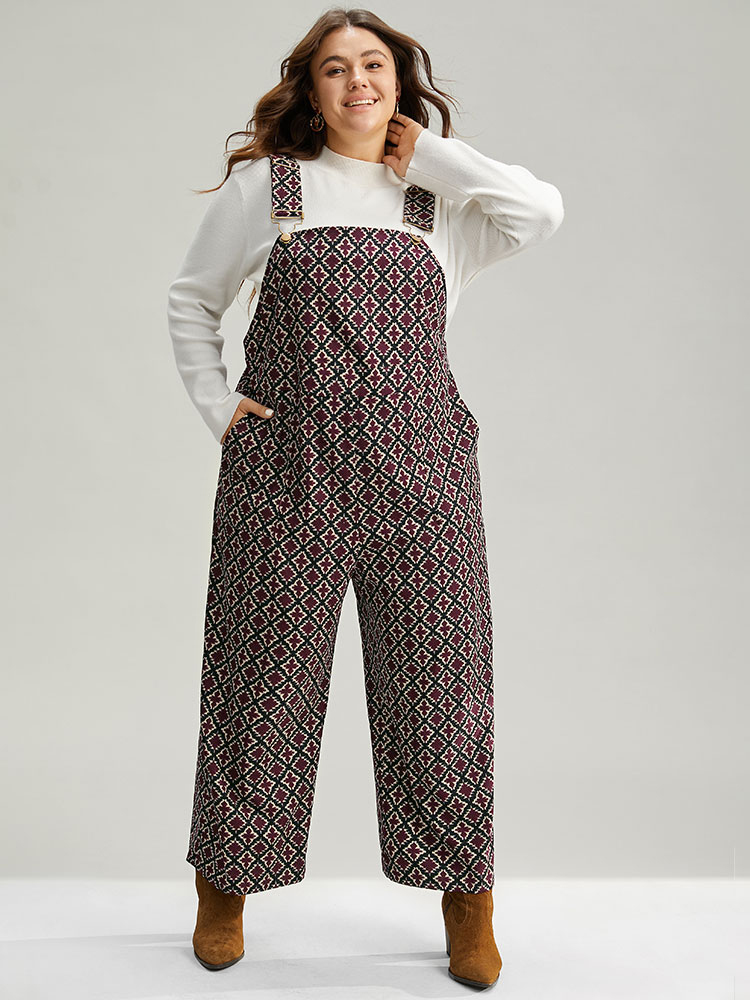 Plus Size Women Festival-Christmas Graphic-Christmas Adjustable Straps Regular Pocket Casual Jumpsuits BloomChic 