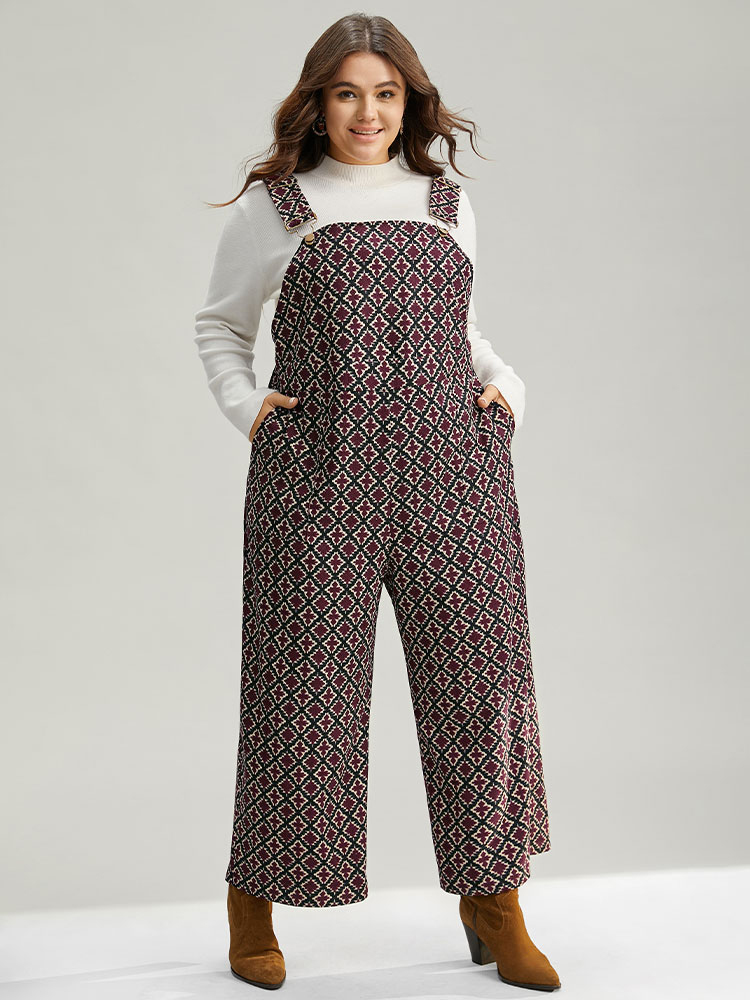 Plus Size Women Festival-Christmas Graphic-Christmas Adjustable Straps Regular Pocket Casual Jumpsuits BloomChic 