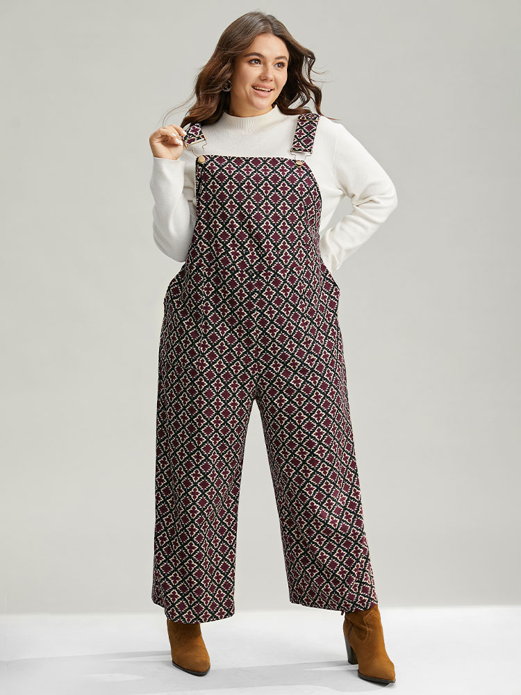 Plus Size Women Festival-Christmas Graphic-Christmas Adjustable Straps Regular Pocket Casual Jumpsuits BloomChic 