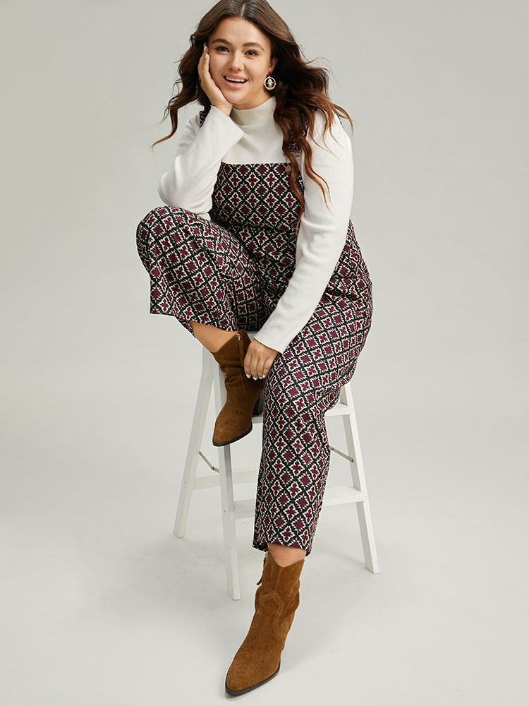 Plus Size Women Festival-Christmas Graphic-Christmas Adjustable Straps Regular Pocket Casual Jumpsuits BloomChic 