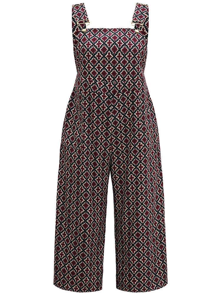 Plus Size Women Festival-Christmas Graphic-Christmas Adjustable Straps Regular Pocket Casual Jumpsuits BloomChic 