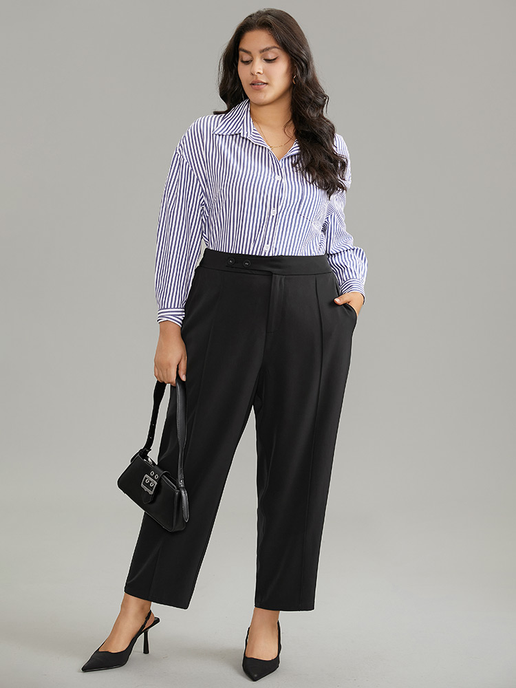 Plus Size Women Work Plain Plain High Rise Pocket Office Pants BloomChic 