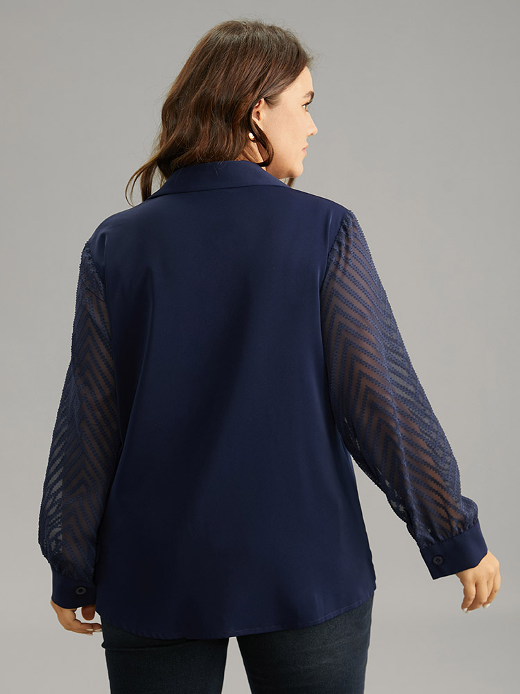 Plus Size Women Work Plain Texture Regular Sleeve Long Sleeve Shirt collar Office Blouses BloomChic 