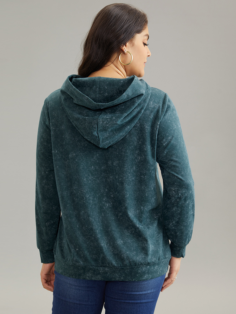 Plus Size Women Dailywear Natural Flowers Printed Regular Regular Sleeve Long Sleeve Hooded Pocket Casual Sweatshirts BloomChic 