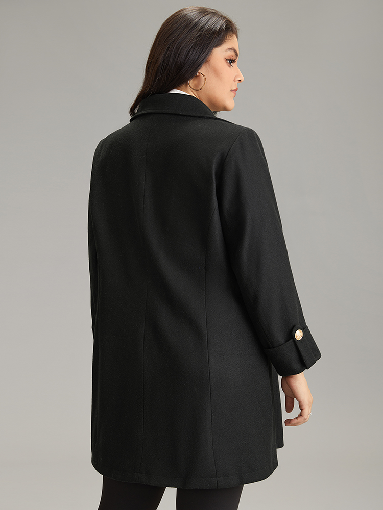 Plus Size Lapel Collar Zipper Double Breasted Coat Women Black Casual Lined Ladies Dailywear Winter Coats BloomChic 14-16/1X 