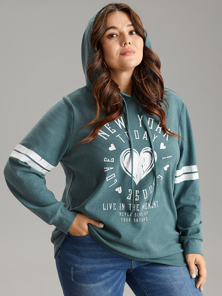 Plus Size Women Dailywear Country Thick Regular Regular Sleeve Long Sleeve Hooded Casual Sweatshirts BloomChic 