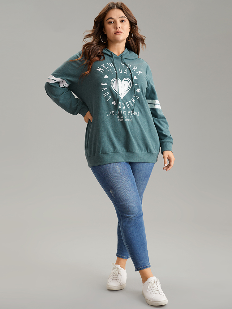 Plus Size Women Dailywear Country Thick Regular Regular Sleeve Long Sleeve Hooded Casual Sweatshirts BloomChic 