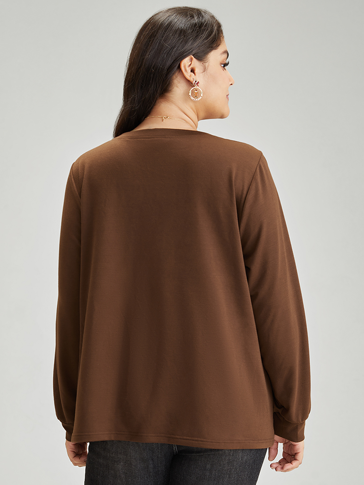 Plus Size Women Festival-Christmas Plaid Patchwork Regular Regular Sleeve Long Sleeve V-neck Casual Sweatshirts BloomChic 