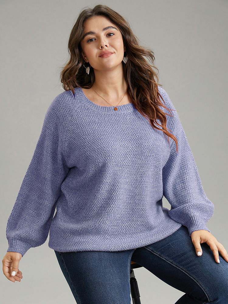 

Plus Size Heather Raglan Sleeve Elastic Cuffs Pullover Stone Women Casual Loose Long Sleeve Round Neck Dailywear Pullovers BloomChic