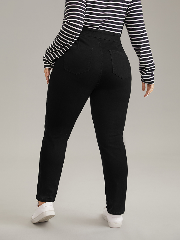 Plus Size Full Length Very Stretchy Black Wash Jeans Women Black Casual Plain Plain High stretch Pocket Jeans BloomChic 24/3X 