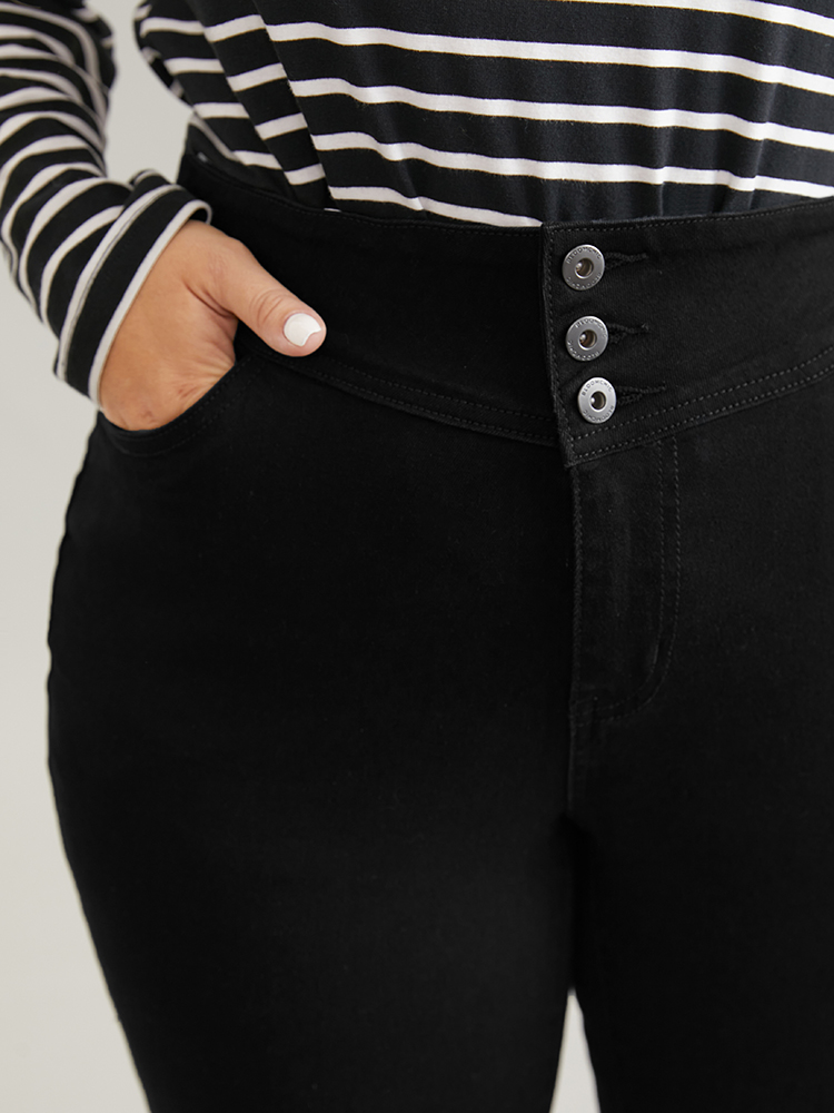 Plus Size Full Length Very Stretchy Black Wash Jeans Women Black Casual Plain Plain High stretch Pocket Jeans BloomChic 24/3X 