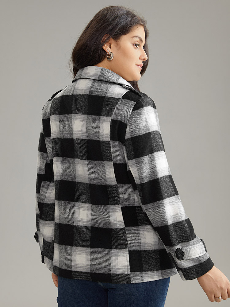 Plus Size Women Dailywear Plaid Zipper Pocket Casual Coats BloomChic 