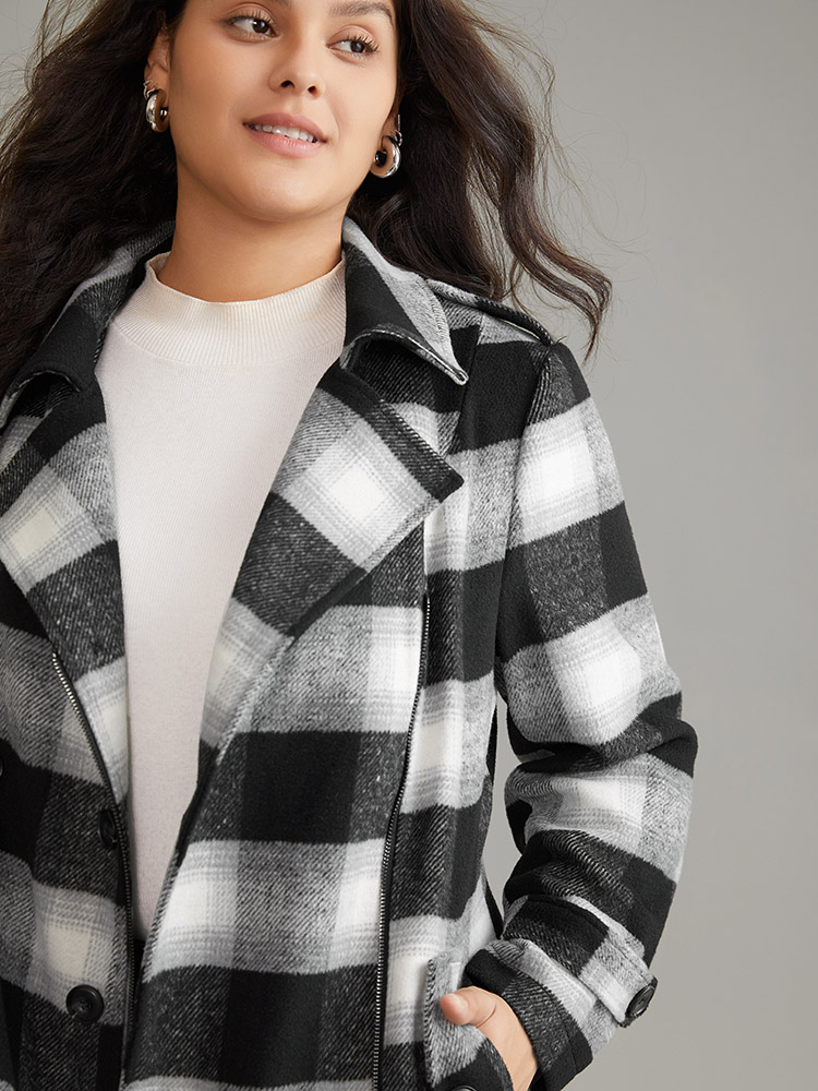 Plus Size Women Dailywear Plaid Zipper Pocket Casual Coats BloomChic 