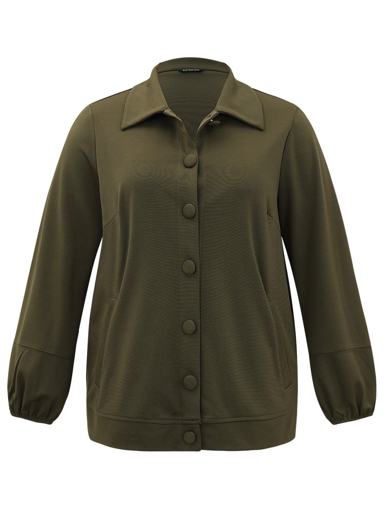 Plus Size Women Everyday Plain Elastic cuffs Pocket Casual Jackets BloomChic 