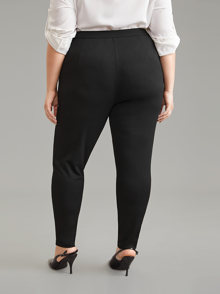 Plus Size O Ring Zipper High Rise Bodycon Pants Women Black Office Bodycon High Rise Work Pants BloomChic 14-16/1X 