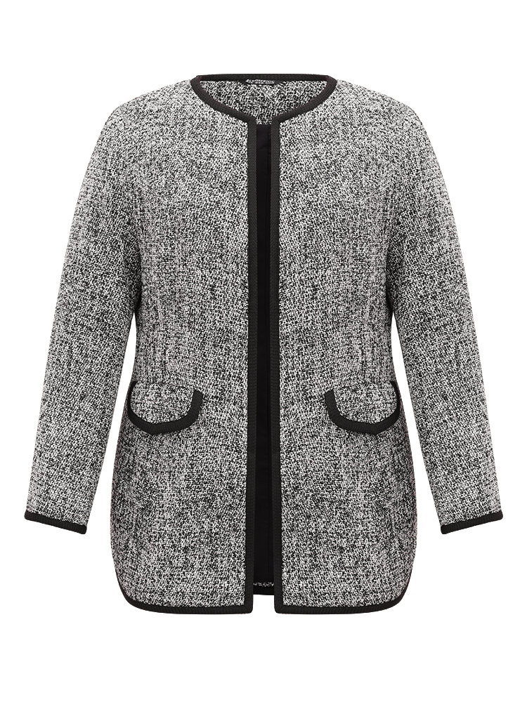 Plus Size Women Dailywear Plain Texture Regular Sleeve Long Sleeve Open Front Pocket Casual Blazers BloomChic 