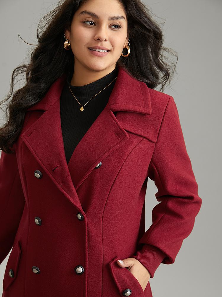 

Plus Size Plain Lapel Collar Double Breasted Coat Women Scarlet Casual Lined Ladies Dailywear Winter Coats BloomChic