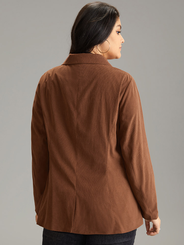 Plus Size Women Dailywear Plain Lined Regular Sleeve Long Sleeve Suit Collar Pocket Casual Blazers BloomChic 