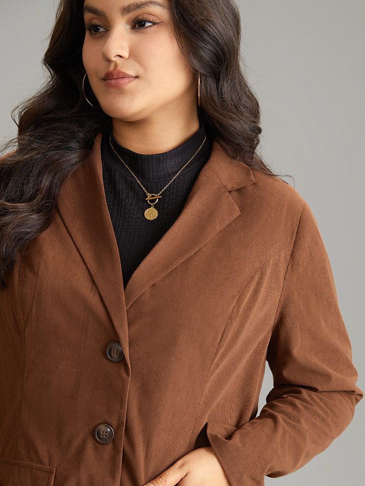Plus Size Women Dailywear Plain Lined Regular Sleeve Long Sleeve Suit Collar Pocket Casual Blazers BloomChic 