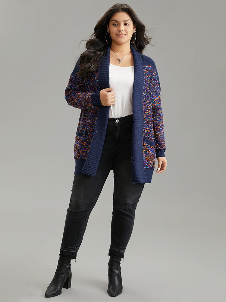 Colour Heather Patchwork Loose Cardigan 