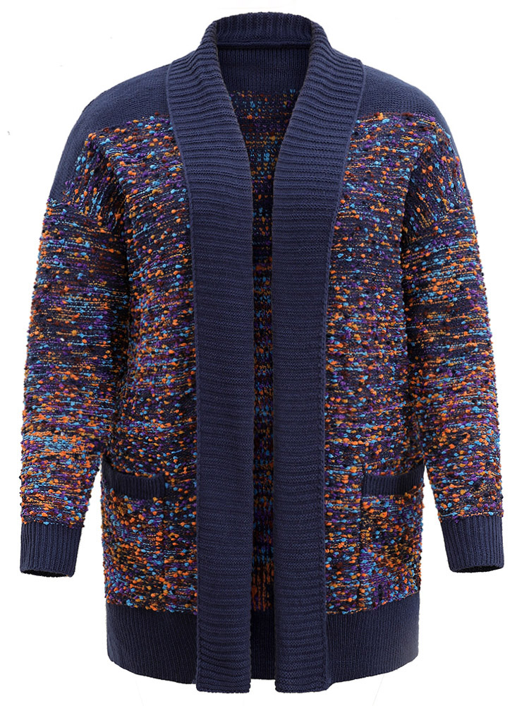 Colour Heather Patchwork Loose Cardigan 