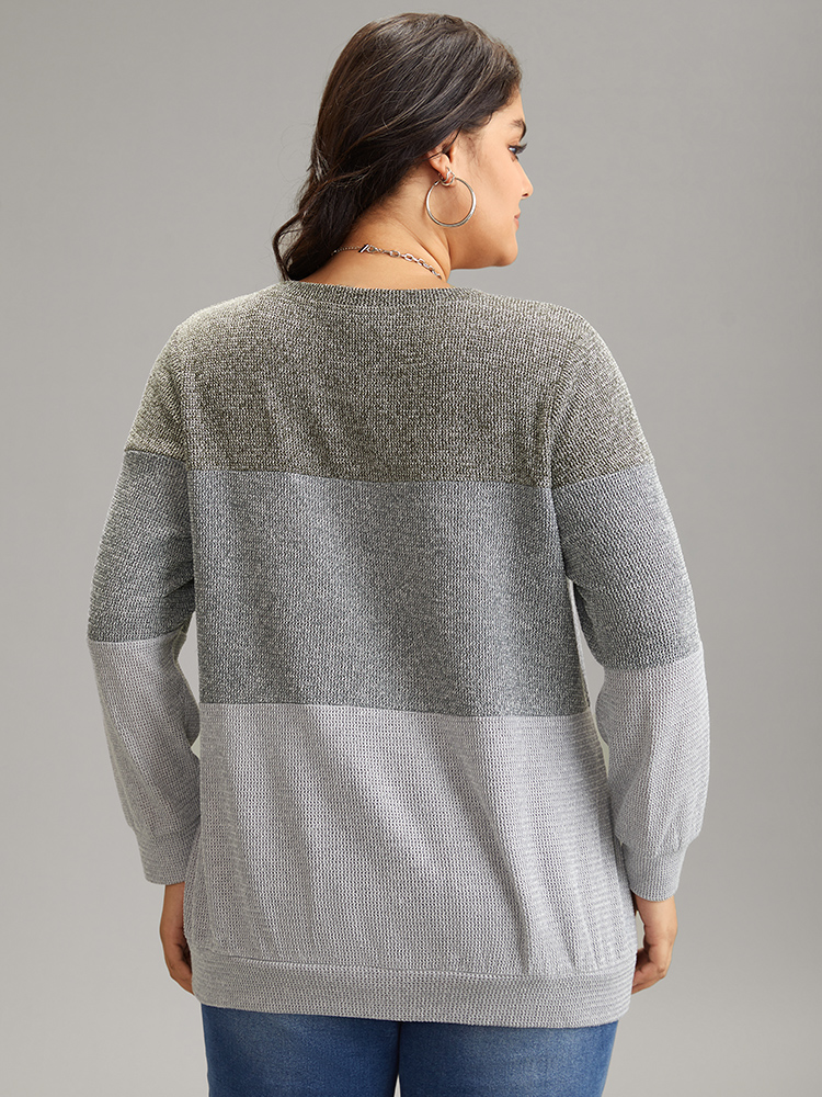 Plus Size Women Dailywear Plain Heather Regular Regular Sleeve Long Sleeve Round Neck Casual Sweatshirts BloomChic 