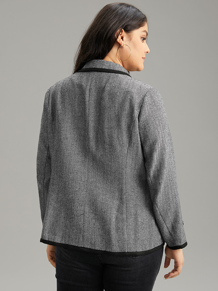 Plus Size Women Work Plain Texture Regular Sleeve Long Sleeve Suit Collar At the Office Blazers BloomChic 