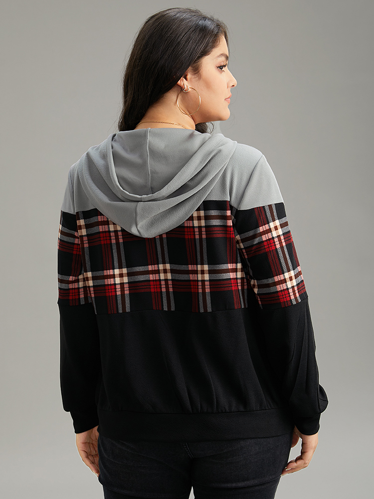 Plus Size Women Dailywear Plaid Contrast Pocket Casual Jackets BloomChic 
