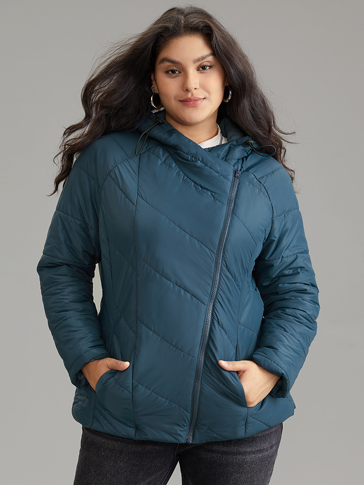 Plus Size Women Dailywear Plain Lined Pocket Casual Jackets BloomChic 