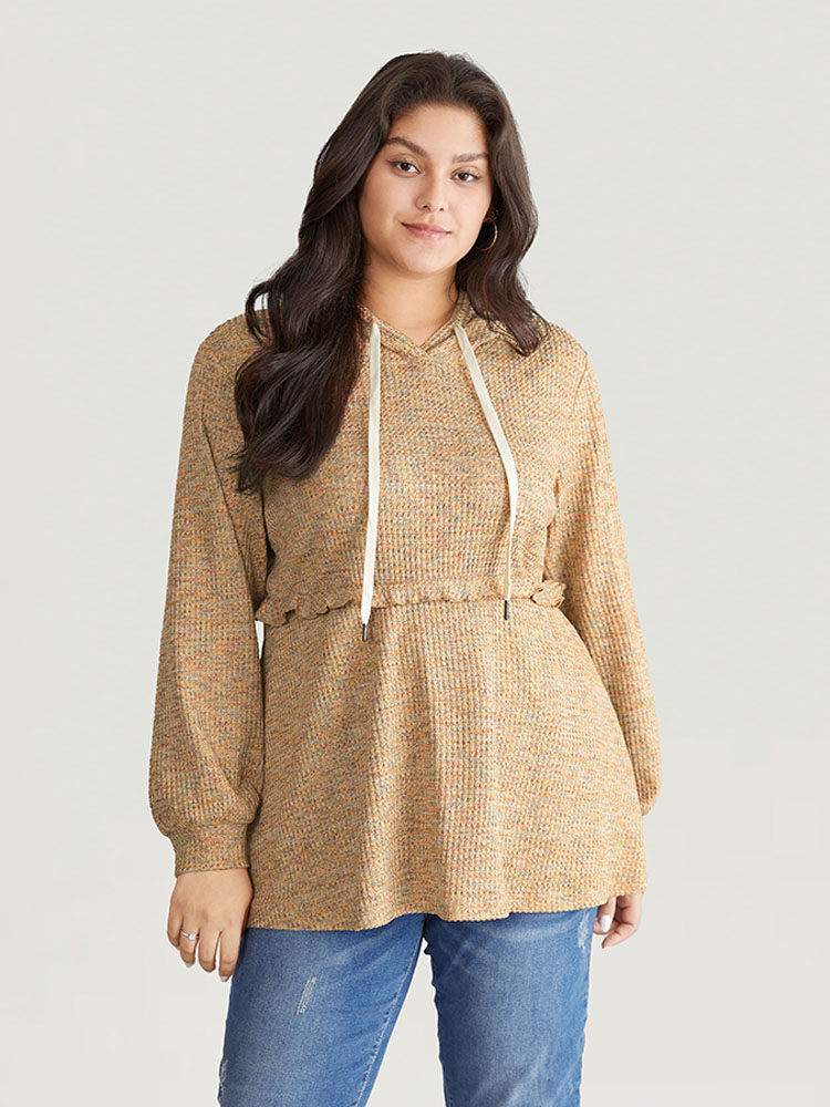 Plus Size Women Dailywear Plain Texture Regular Regular Sleeve Long Sleeve Hooded Casual Sweatshirts BloomChic 