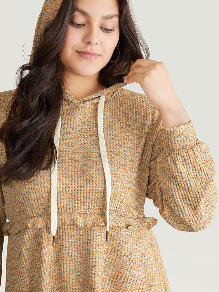 Plus Size Women Dailywear Plain Texture Regular Regular Sleeve Long Sleeve Hooded Casual Sweatshirts BloomChic 