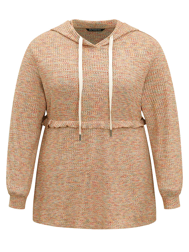 Plus Size Women Dailywear Plain Texture Regular Regular Sleeve Long Sleeve Hooded Casual Sweatshirts BloomChic 